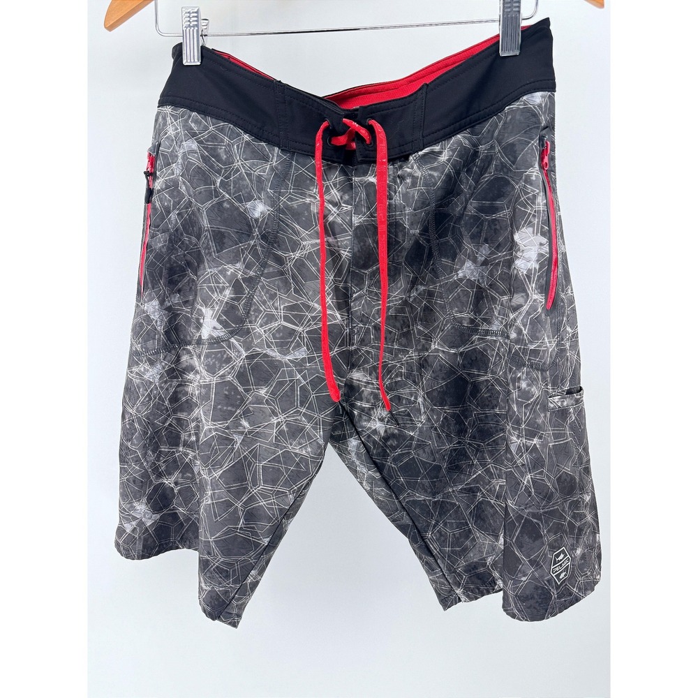 Pelagic Hydro-Lite Pro Board Shorts Mens 34 Gray Geometric Fishing Swim
